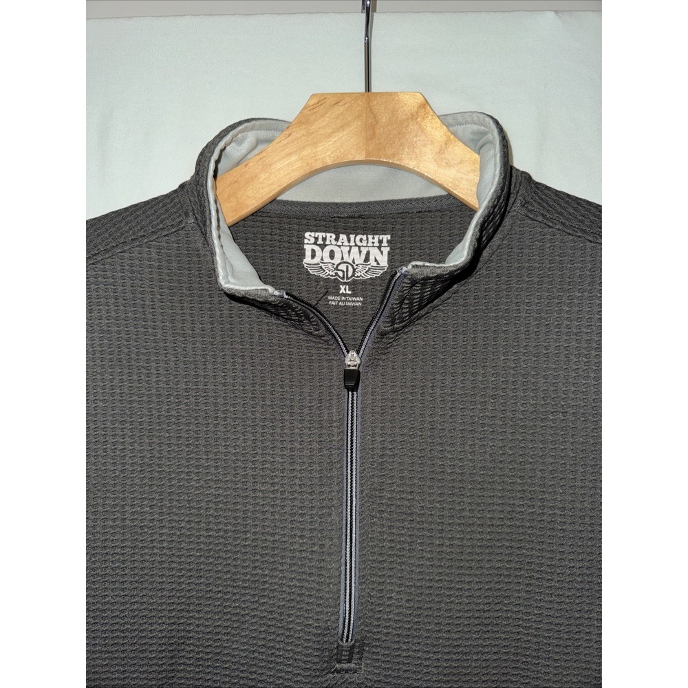 Straight Down 1/4 Zip Pullover Men XL Gray Mini Waffle Knit Performance